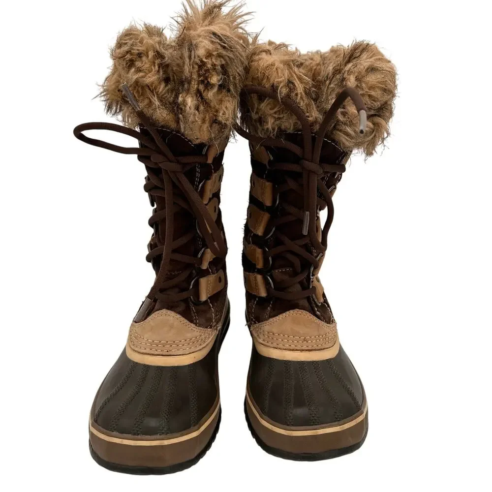 Sorel Women's Brown Leather Joan of Arctic Waterproof Snow Boots Size 5